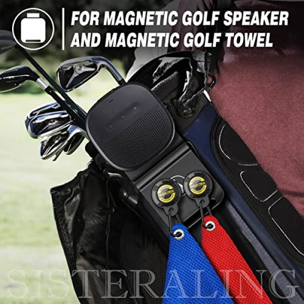 SisterAling 골프 가방 자석 골프 타월, 골프 거리 측정기, 골프 플라스크, 골프 스피커용 금속 랜딩 패드 - 자석 골프 장비 및 액세서리에 대한 빠른 액세스 - 골프 선물 - 