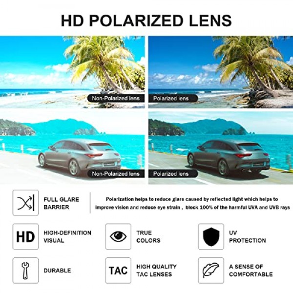 Pro Acme 편광 레트로 클래식 하프 프레임리스 프레임 선글라스 남성 여성