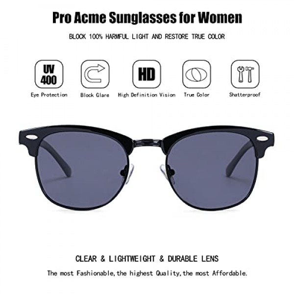 Pro Acme 편광 레트로 클래식 하프 프레임리스 프레임 선글라스 남성 여성