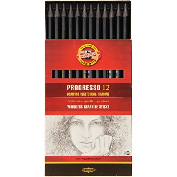 Koh-I-Noor Progresso HB 무공성 흑연 연필(12개입 상자)