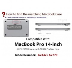 UESWILL 2021-2023 MacBook Pro 14인치 케이스 모델 A2442/A2779 M1 M2 Pro/Max 칩 및 Touch ID와 호환 가능 유광 스파클링 하드 케이스 + 극세사 천 글리터 블랙 MacBook Pro 14(M1 M2 Pro/Max) 글