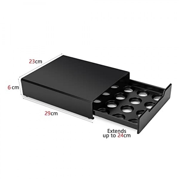 Meelio K-Cup 커피 포드 홀더, 네스프레소 캡슐 및 Dolce Gusto용 커피 포드 보관 서랍, 주최자 20 포드 용량, 블랙