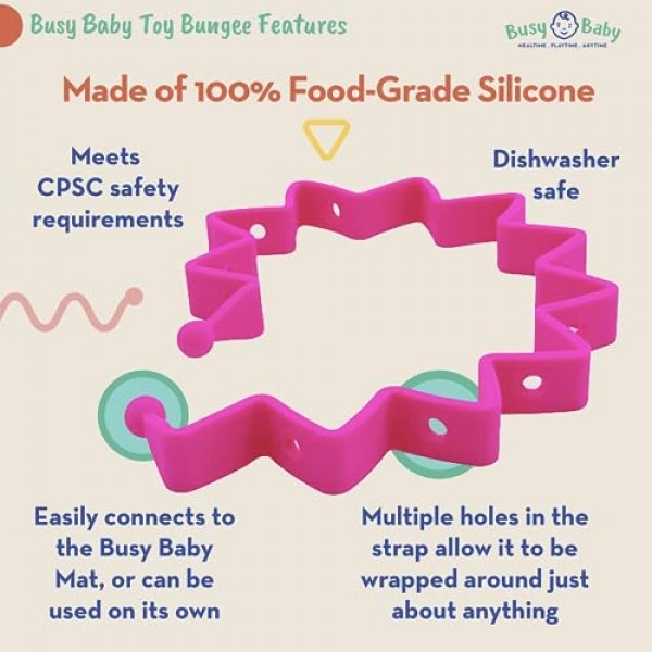 BUSY BABY 선물 번들 – 새로운 부모를 위한 올인원 스타트업 키트 – 아기의 물건을 땅에 떨어지지 않게 유지 – 식품 등급 실리콘 – 식기세척기 사용 가능 – 스피어