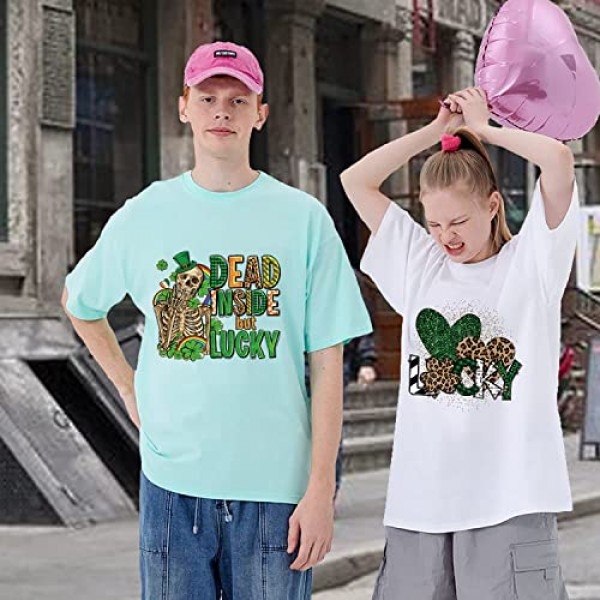 전송 스티커 티셔츠에 8Pcs 성 패트릭의 날 아이언, 전사 용지에 HTV 아이언, 데칼 열전달, 비닐 패치에 아이언, 의류 배낭 DIY 장식을위한 행운의 네 잎 클로버 디자인