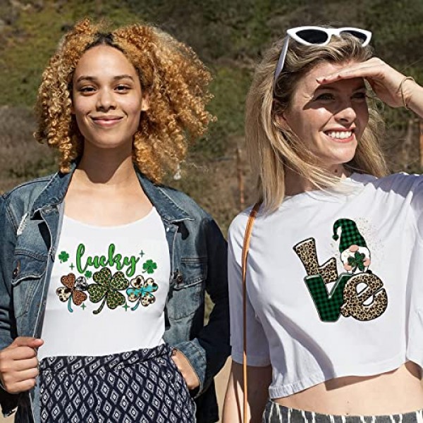전송 스티커 티셔츠에 8Pcs 성 패트릭의 날 아이언, 전사 용지에 HTV 아이언, 데칼 열전달, 비닐 패치에 아이언, 의류 배낭 DIY 장식을위한 행운의 네 잎 클로버 디자인