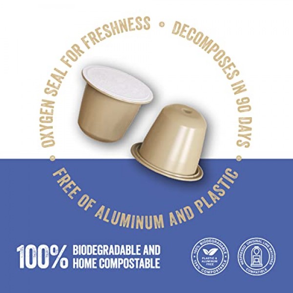 La Natura 유기농 얼 그레이 홍차 - 베르가못 향이 나는 상쾌한 차 - 네스프레소 오리지널 라인 머신용 포드 - 퇴비화 가능한 캡슐 - 플라스틱 및 알루미늄 없음(10개)