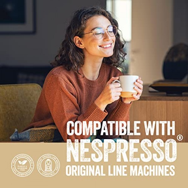 La Natura 유기농 얼 그레이 홍차 - 베르가못 향이 나는 상쾌한 차 - 네스프레소 오리지널 라인 머신용 포드 - 퇴비화 가능한 캡슐 - 플라스틱 및 알루미늄 없음(10개)