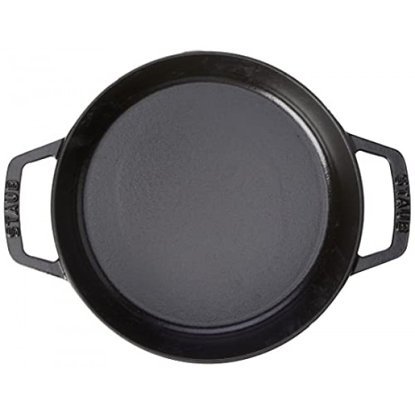 스타우브 손잡이 2개 프라이팬, 20cm, 검정색 주철 이중 손잡이 프라이팬, 20cm, 검정색