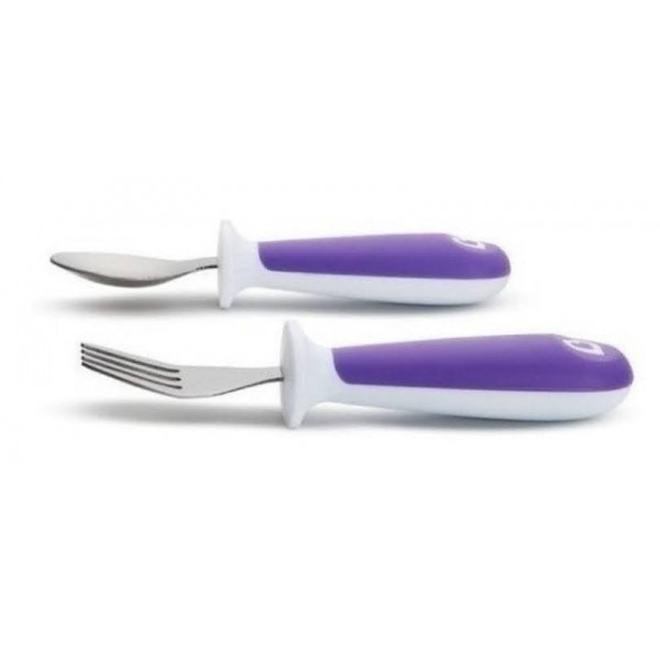 Munchkin® raise™ 유아용 포크 및 스푼 세트, 2팩, 밝은 핑크