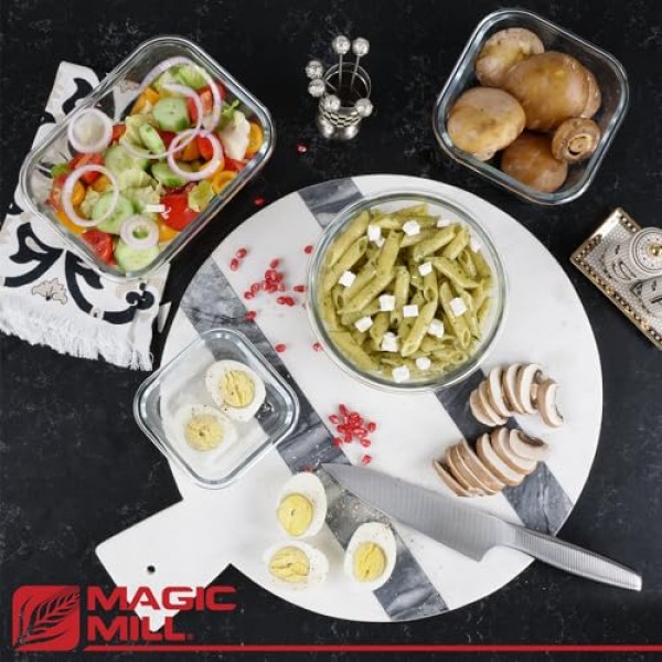 Magic Mill 유리 저장 용기 뚜껑 세트 | 점심, 음식 보관, 식사 준비, 냉장고, 냉동고, 식기세척기에 안전하게 보관할 수 있는 BPA 무함유 밀폐 잠금 뚜껑이 포함된 Ultimate 24