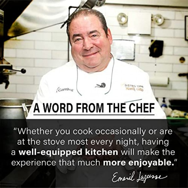 Emeril Lagasse Razor Sharp 2피스 셰프 나이프 세트 - 5인치 산토쿠 나이프, 3.5인치 스테인레스 스틸 패링 나이프, 단조 강철 피복 Emerilware - 빨간색 손잡이