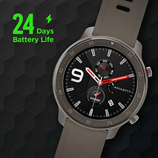 Amazfit GTR 스마트워치, 1.39인치 AMOLDED 디스플레이 24/7 심박수 모니터, 배터리 수명 24일, 12가지 스포츠 모드(47mm, GPS, Bluetooth), 티타늄