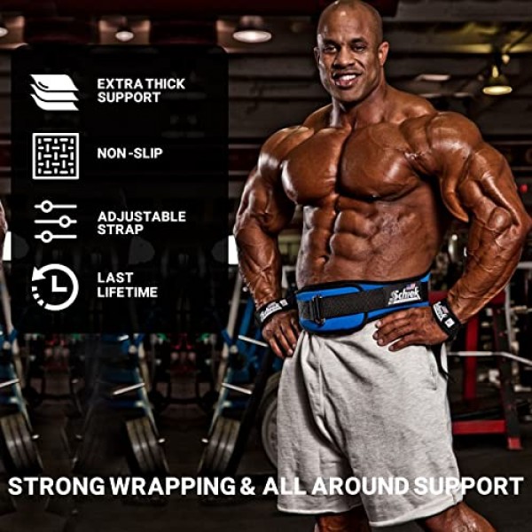 Schiek Sports 모델 1000-BLS2 엑스트라 와이드 20 기본 리프팅 스트랩 - 블랙