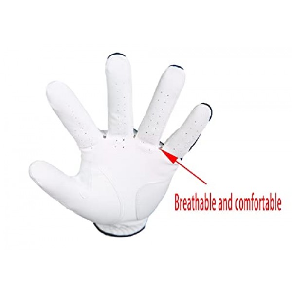 SIMPLE SYMBOL 남성용 골프 장갑 프리미엄 합성 가죽, 순 직물, 안정적인 그립, 식스 팩 값 왼손 오른손(왼쪽은 왼손에 착용, 오른쪽은 오른손에 착용)