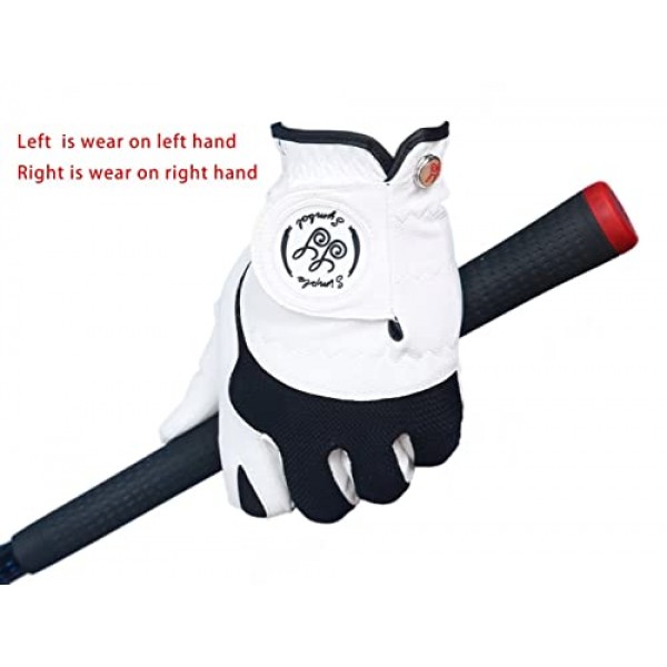 SIMPLE SYMBOL 남성용 골프 장갑 프리미엄 합성 가죽, 순 직물, 안정적인 그립, 식스 팩 값 왼손 오른손(왼쪽은 왼손에 착용, 오른쪽은 오른손에 착용)