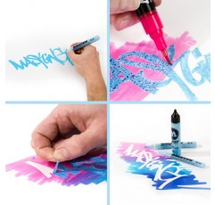 Molotow Masking Liquide Pump Marker 2mm(마스킹액이 있는 펜, 잔류물을 남기지 않고 제거 가능, 거의 모든 표면에 사용 가능) 파란색 착색, 6개 마커 2mm - 6개