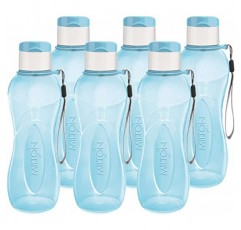 MILTON 물병 어린이 재사용 가능한 누출 방지 12 Oz 플라스틱 넓은 입 대형 큰 음료수 병 BPA & 누출 방지 핸들 스트랩 캐리어 사이클링 캠핑 하이킹 체육관 ​​요가