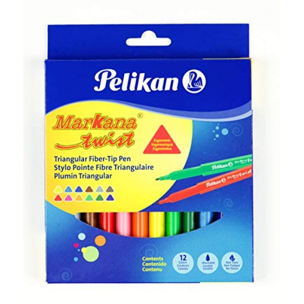 Pelikan Markana 트위스트 세척 가능 마커, 삼각형 배럴, 12/세트, 각 1세트(303212US)