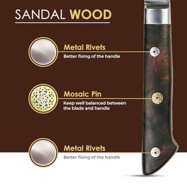 Paul Brown's™ 8인치 키리츠케 칼 67겹 다마스커스 VG10 강철, 단조 해머 패턴, 프리미엄 나무 손잡이 및 애쉬우드 사야