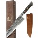 Paul Brown's™ 8인치 키리츠케 칼 67겹 다마스커스 VG10 강철, 단조 해머 패턴, 프리미엄 나무 손잡이 및 애쉬우드 사야