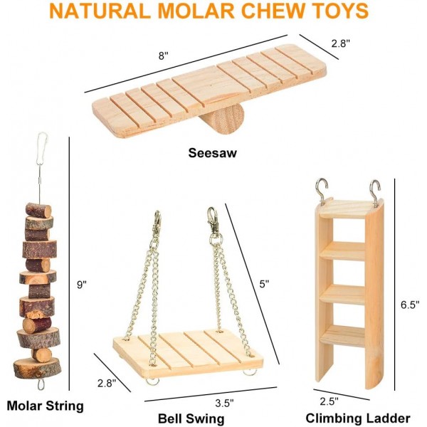 햄스터 gerbil 쥐를위한 씹기 장난감 친칠라 씹기 장난감 액세서리 토끼 새 토끼를위한 천연 나무 덤벨 운동 벨 롤러 어금니 장난감