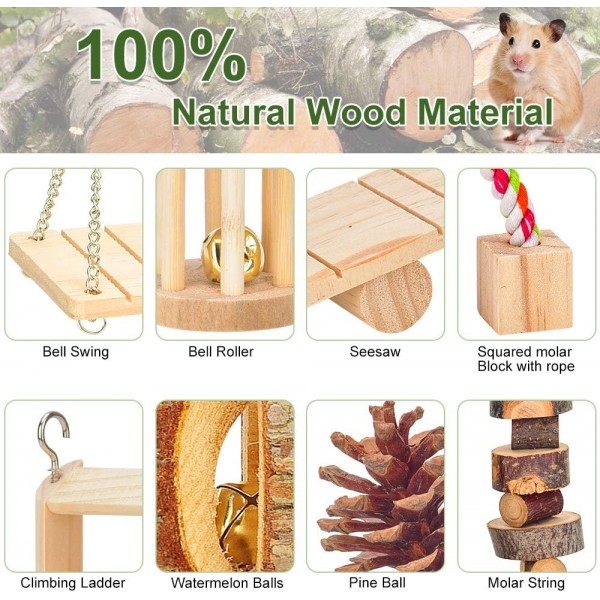 햄스터 gerbil 쥐를위한 씹기 장난감 친칠라 씹기 장난감 액세서리 토끼 새 토끼를위한 천연 나무 덤벨 운동 벨 롤러 어금니 장난감
