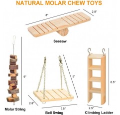 햄스터 gerbil 쥐를위한 씹기 장난감 친칠라 씹기 장난감 액세서리 토끼 새 토끼를위한 천연 나무 덤벨 운동 벨 롤러 어금니 장난감