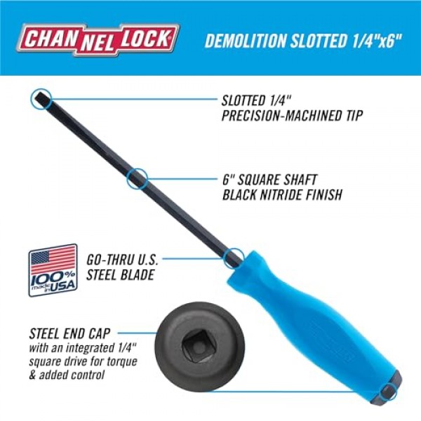 CHANNELLOCK DS-2H 2피스 철거 드라이버 세트, 정밀 가공 비자성, 미국산, 성형 삼중 로브 그립