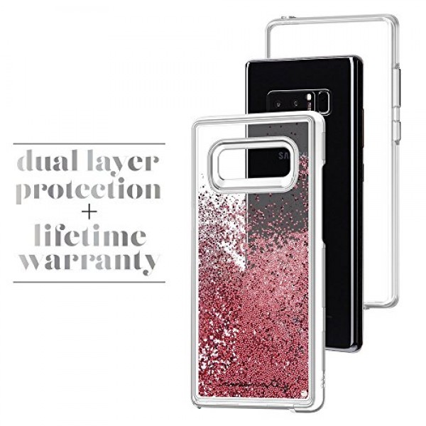 Case-Mate Note 8 케이스 - 워터폴 - 로즈 골드 - 계단식 리퀴드 글리터 - 밀리터리 낙하 방지 - 삼성 갤럭시 노트 8용 보호 디자인 - 로즈 골드