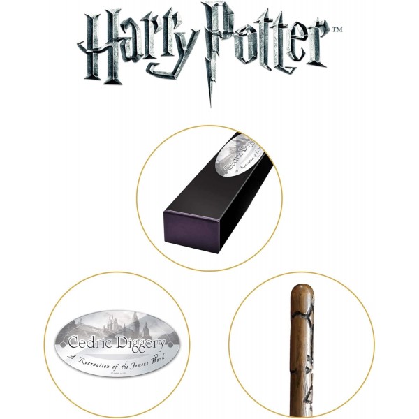 The Noble Collection - Cedric Diggory 캐릭터 지팡이 - 이름표가 있는 15인치(38cm) Wizarding World 지팡이 - 해리포터 영화 세트 영화 소품 지팡이