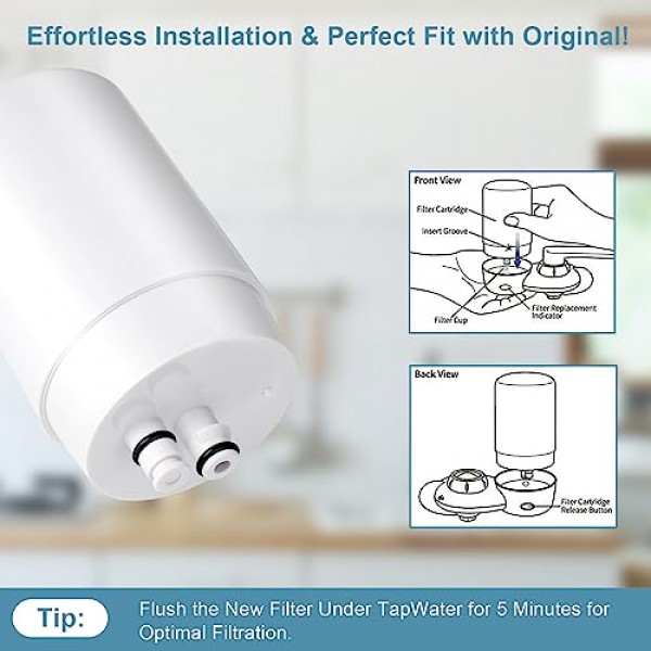 Brita®용 수도꼭지 정수 필터 교체: 수돗물용 Brita® 수도꼭지 장착형 정수 시스템과 호환되는 싱크 필터 부착물 - 흰색 - 4개