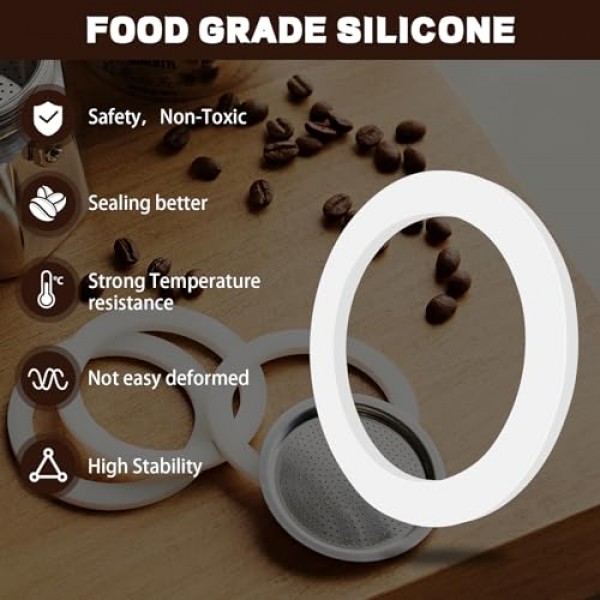 알루미늄 스토브 탑 커피 메이커 냄비 교체 부품 용 Tobaiwind 가스켓 씰 링 예비 식품 등급 실리콘 가스켓 4 컵 (8 개)