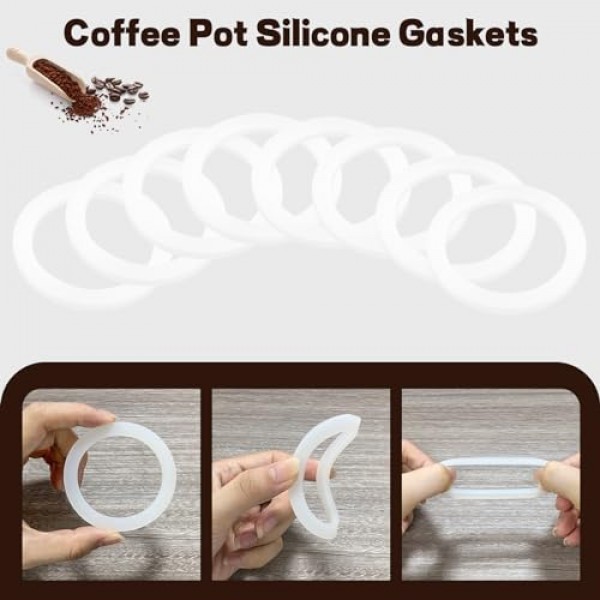 알루미늄 스토브 탑 커피 메이커 냄비 교체 부품 용 Tobaiwind 가스켓 씰 링 예비 식품 등급 실리콘 가스켓 4 컵 (8 개)