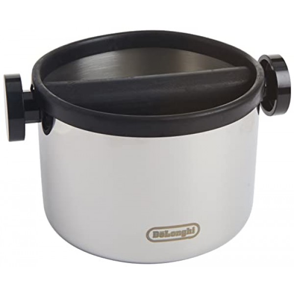 De'Longhi 에스프레소 녹 박스, 커피 퍽을 쉽고 깔끔하게 처리, 탈착식 바 및 미끄럼 방지 베이스, 식기세척기 사용 가능, 스테인리스 스틸, (대형) 5인치, DLSC062