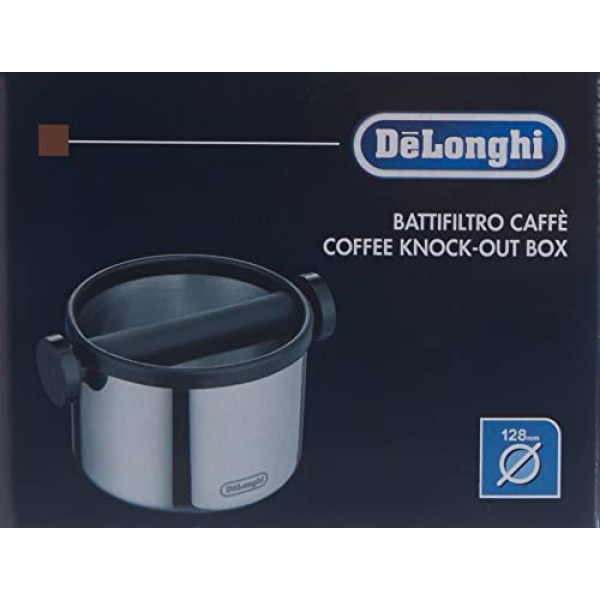 De'Longhi 에스프레소 녹 박스, 커피 퍽을 쉽고 깔끔하게 처리, 탈착식 바 및 미끄럼 방지 베이스, 식기세척기 사용 가능, 스테인리스 스틸, (대형) 5인치, DLSC062