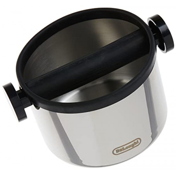 De'Longhi 에스프레소 녹 박스, 커피 퍽을 쉽고 깔끔하게 처리, 탈착식 바 및 미끄럼 방지 베이스, 식기세척기 사용 가능, 스테인리스 스틸, (대형) 5인치, DLSC062