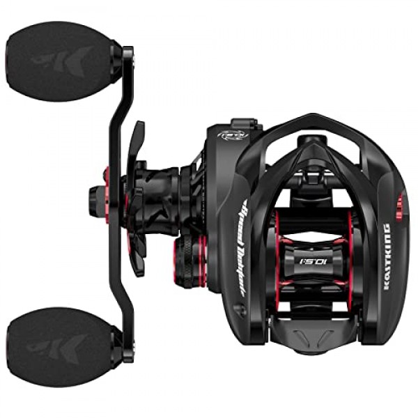 KastKing Speed ​​Demon Elite 낚시 릴, 8.6:1 기어비 베이트캐스팅 릴, 매우 부드러운 드래그 최대 18파운드, 10+1 차폐 스테인레스 스틸 BB, CNC 경량 알루미늄 프레임