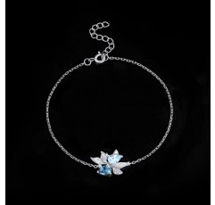 Jewelrypalace 조디악 로그인 물고기자리 눈물방울 컷 리얼 런던 블루 토파즈 팔찌 여성용 실버 925, 스카이 블루 스톤 팔찌 주얼리 세트, 팔찌 물고기자리 소녀 조절 가능