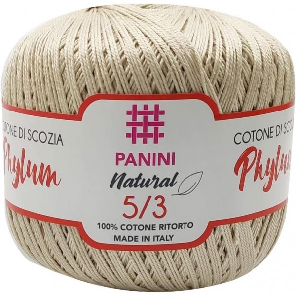 Panini Tessuti, 타래 4개 Phylum 제목 3 - 코바늘 크기 번호 3용 면사 - 스코틀랜드 스레드 - 이탈리아산 - 크로셰에 사용할 수 있는 여러 색상 - 4 x 100g - 280m