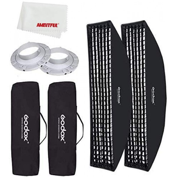 Godox 12x 47 30 x 120cm 스트립 허니컴 그리드 사진 스트로브 스튜디오용 직사각형 소프트박스 플래시 소프트박스 Bowens Mount(2PCS)