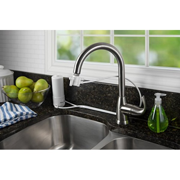 Home Master HM-MINI-1CCB 조리대 수전 필터, 1500갤런 교체 가능 필터, 1미크론 절대, 강력한 촉매 탄소, 클로라민, 염소, 화학 물질, VOC 등 제거, 미국산