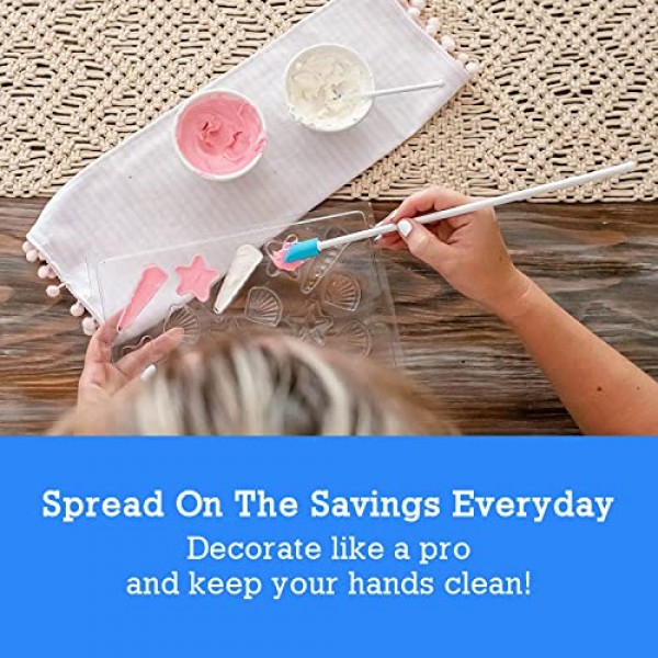 Spatty Daddy 주방 주걱(12인치 파란색) 상어 탱크 엄마가 항아리에서 마지막 한 방울까지 긁어낸 것, 케첩, 아이싱, 땅콩 버터, 요리사를 위한 스프레드 또는 혼합 선물, 