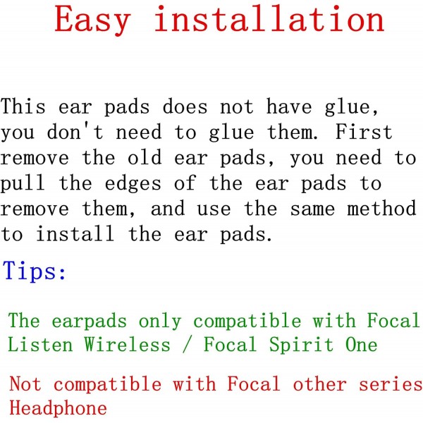 TaiZiChangQin 교체 용 메모리 폼 이어 패드 Focal Listen Wireless/Focal Spirit One 헤드폰과 호환 가능