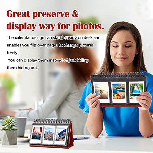 Fujifilm Instax Mini 11 12 9 40 Evo Liplay 8 7+ 즉석 카메라, 96포켓 데스크 캘린더용 Instax 미니 사진 앨범 Polaroid Kodak Zink 2x3 필름 및 Kpop 사진 카드용 폴라로이드 사진 앨범(갈색)