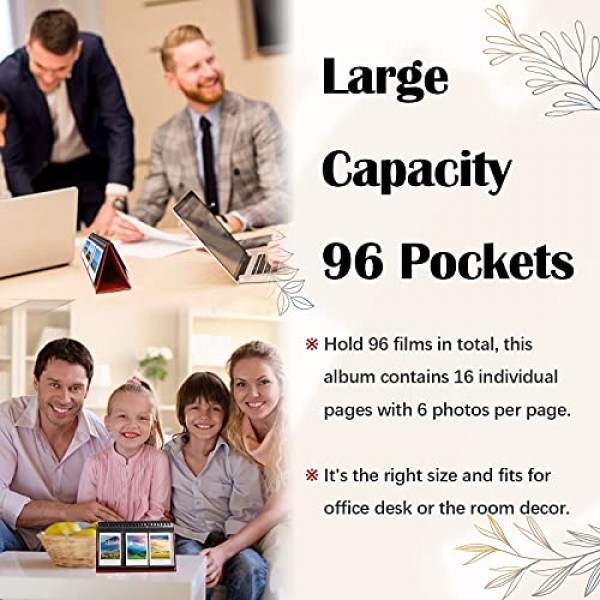 Fujifilm Instax Mini 11 12 9 40 Evo Liplay 8 7+ 즉석 카메라, 96포켓 데스크 캘린더용 Instax 미니 사진 앨범 Polaroid Kodak Zink 2x3 필름 및 Kpop 사진 카드용 폴라로이드 사진 앨범(갈색)