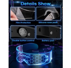 Kimimara Cyberpunk LED 안경 - 파티 라이트 안경 야광 바이저 안경 2. 벌집