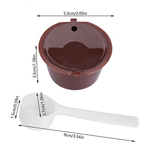 Dolce Gusto 커피 캡슐과 호환되는 5Pcs 리필 형 커피 필터 세트 Nescafe와 호환 Dolce Gusto 재사용 가능한 캡슐 (스푼 포함) (갈색)