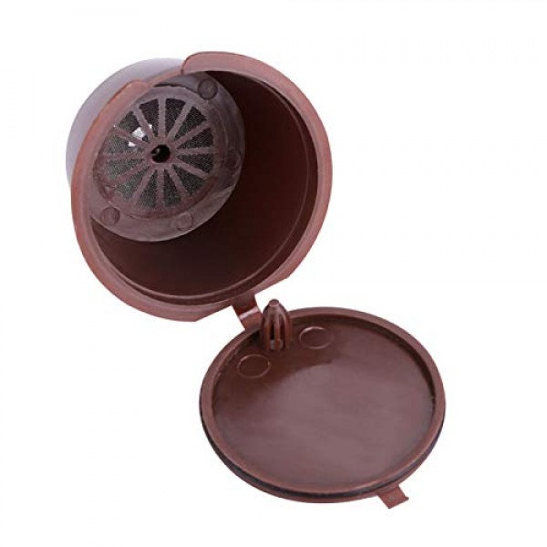 Dolce Gusto 커피 캡슐과 호환되는 5Pcs 리필 형 커피 필터 세트 Nescafe와 호환 Dolce Gusto 재사용 가능한 캡슐 (스푼 포함) (갈색)