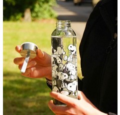 GEDA LABELS Unisex 주니어 스누피무늬 물병, 유리병, 흑백, 500ml