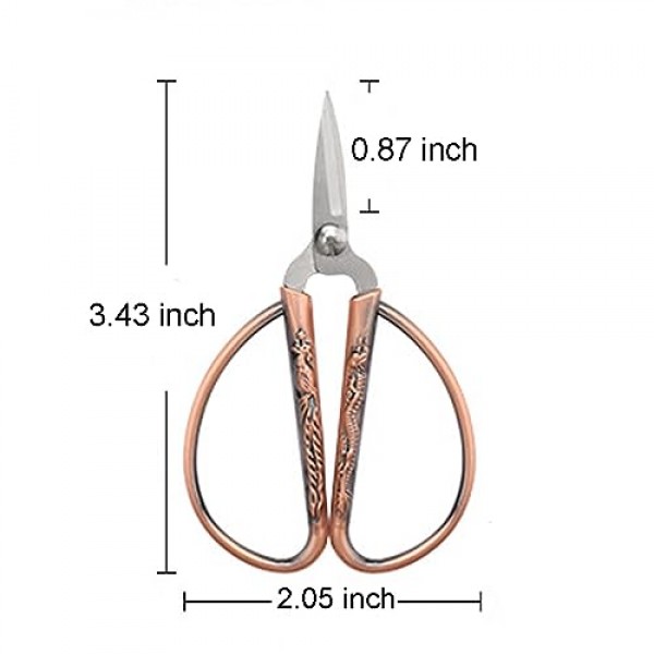 Aesosor 3.3인치 소형 봉제 자수 가위, 스테인레스 스틸 소형 가위 봉제 공예, 예술 작품, 십자수 절단, 공예, 바느질 DIY 도구 청동용 날카로운 팁 디테일 가위